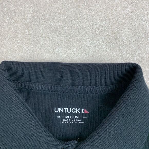 UNTUCKIT Polo Shirt Men's Size Medium Black Short Sleeve Cotton Collared Preppy - Picture 9 of 12